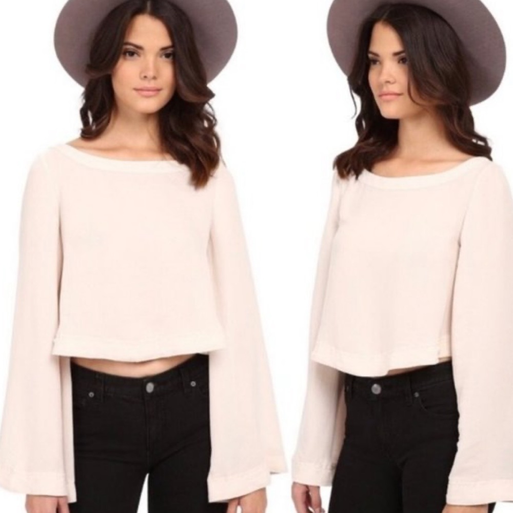 FREE PEOPLE Wide Sleeve Sheer Blouse Top - Picture 1 of 6